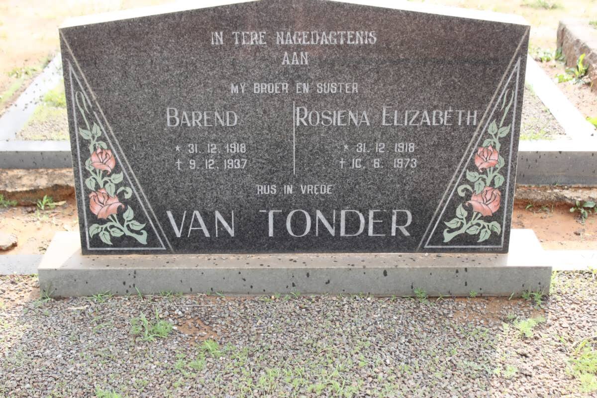 TONDER Barend, van 1918-1937 :: VAN TONDER Rosiena Elizabeth 1918-1973