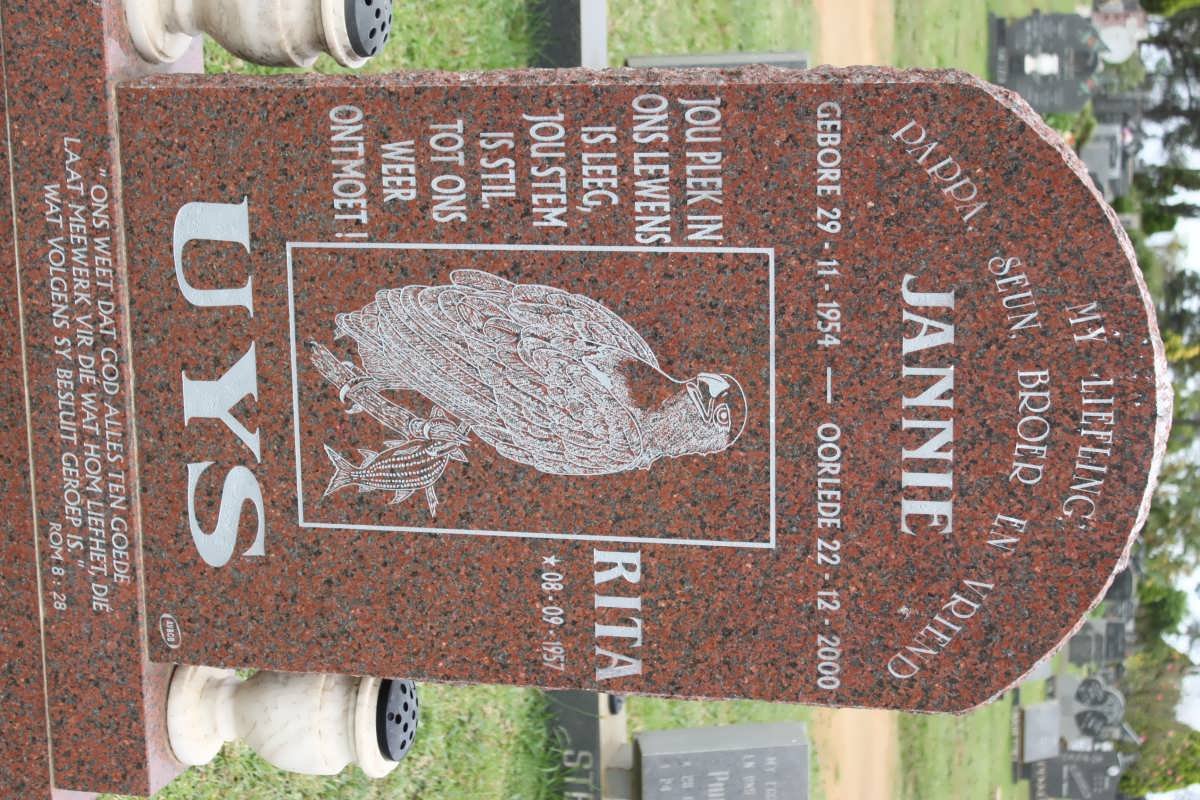 UYS Jannie 1954-2000 &amp; Rita 1957-
