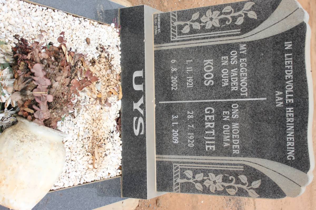 UYS Koos 1921-2002 &amp; Gertjie 1920-2009