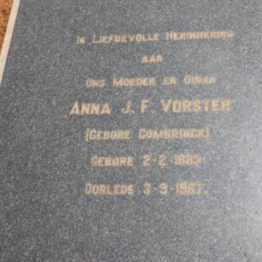 VORSTER Anna J.F. nee COMBRINCK 1883-1967