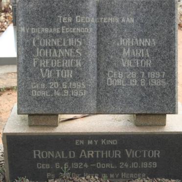 VICTOR Cornelius Johannes Frederick 1895-1951 &amp; Johanna Maria 1897-1985 :: VICTOR Ronald Arthur 1924-1959