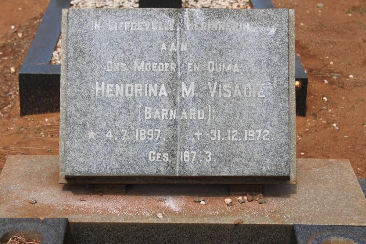 VISAGIE Hendrina M. nee BARNARD 1897-1972