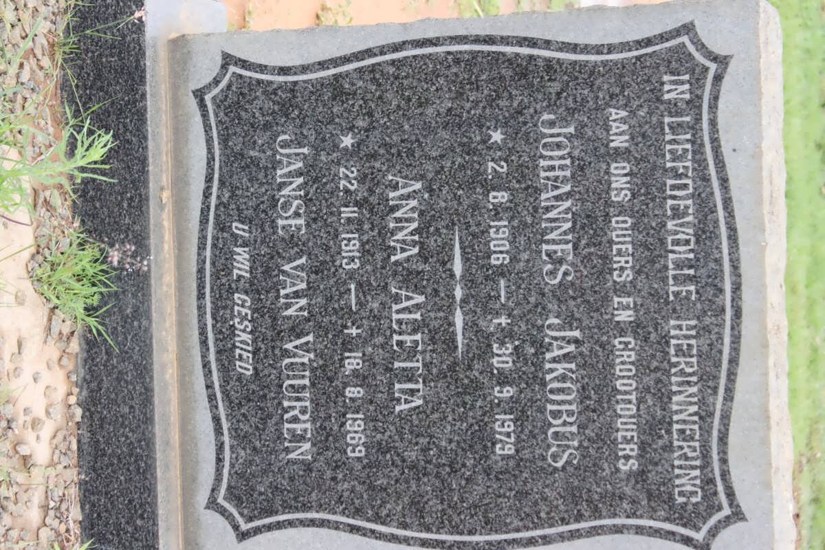 VUUREN Johannes Jakobus, Janse van 1906-1979 &amp; Anna Aletta 1913-1969