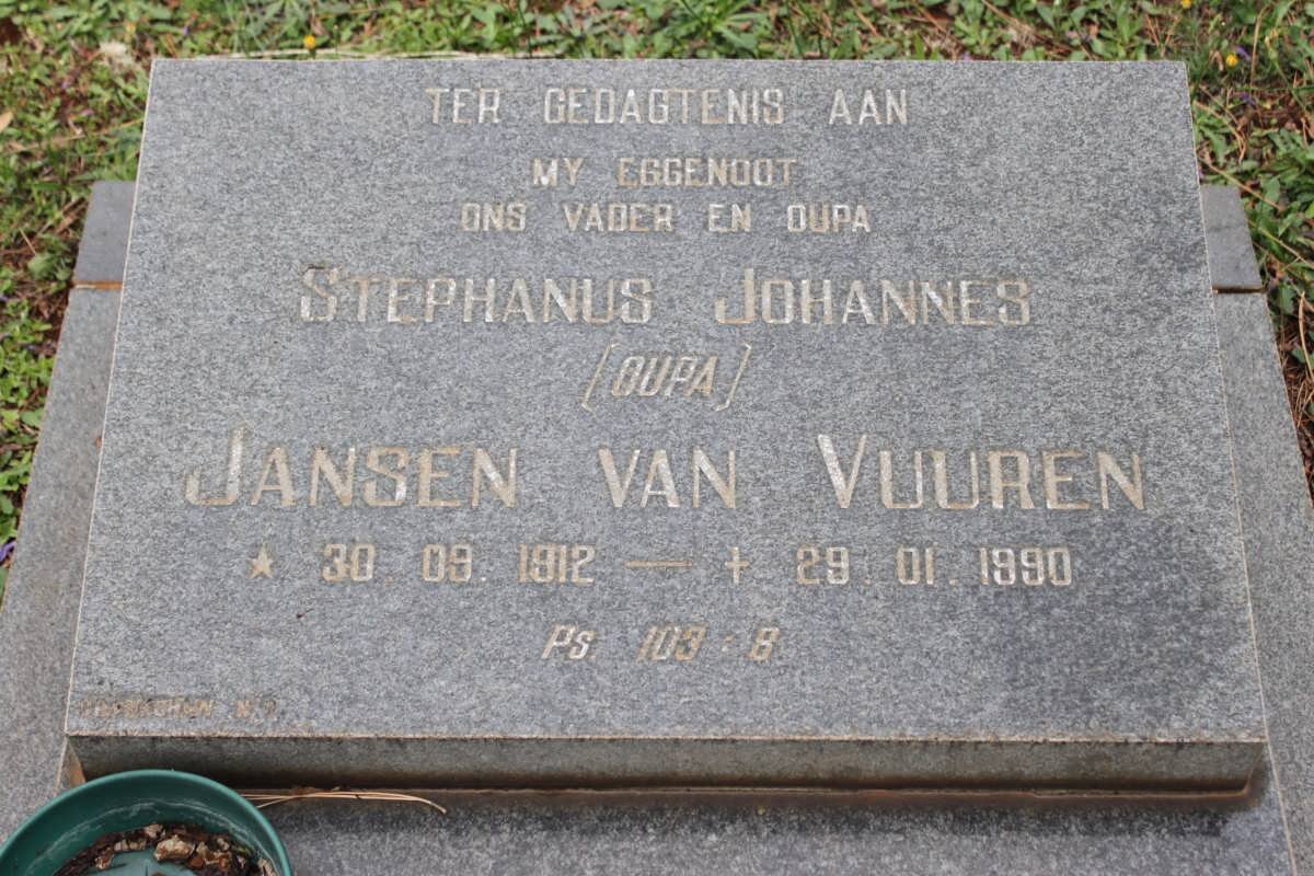 VUUREN Stephanus Johannes, Jansen van 1912-1990