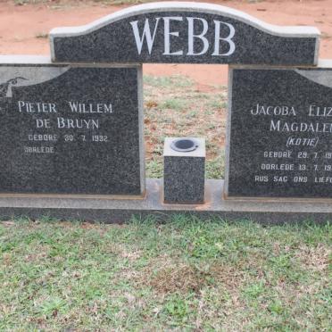 WEBB Pieter Willem de Bruyn 1932- &amp; Jacoba Elizabeth Magdalena 1935-1990