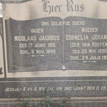 ELS Nicolaas Jacobus 1881-1949 &amp; Cornelia Johanna VAN ROOYEN 1890-1953