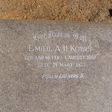 KOHRS Emilie A.H. nee NIEMEYER 1887-1953