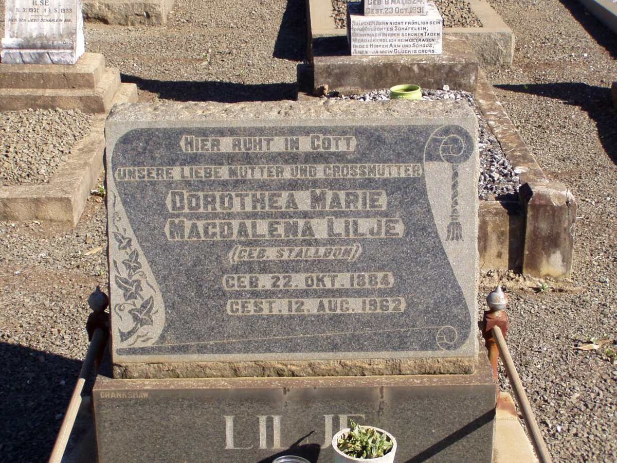 LILJE Dorothea Marie Magdalena nee STALLBOM 1884-1962