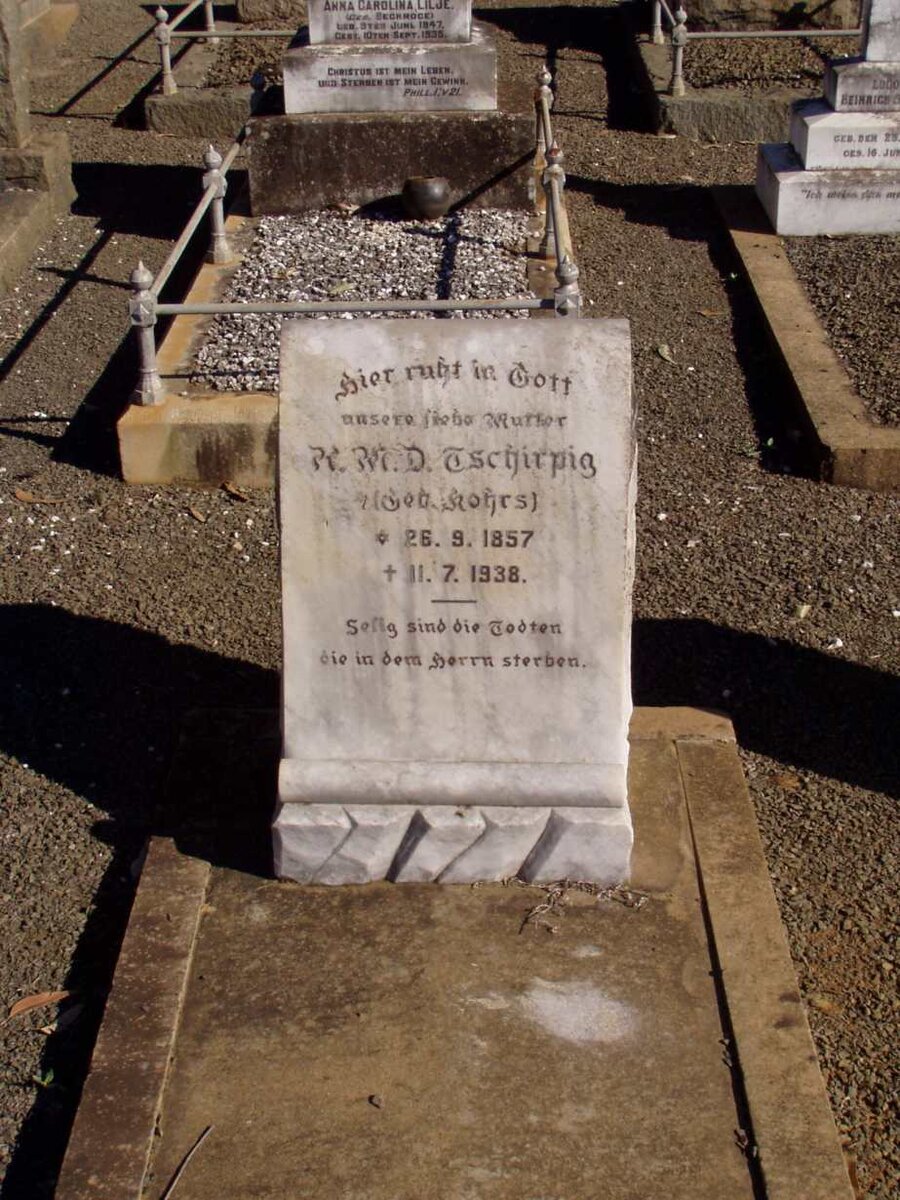 TSCHIRPIG K.M.D. nee KHORS 1857-1938