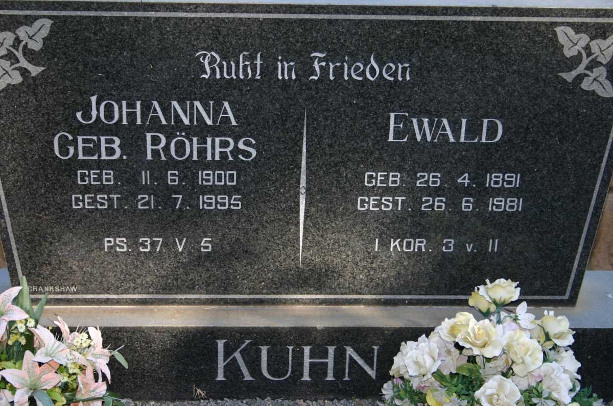 KUHN Ewald 1891-1981 &amp; Johanna RÖHRS 1900-1995