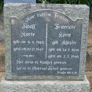 KORTE Adolf 1862-1947 &amp; Fridericke KLOPFER 1858-1940