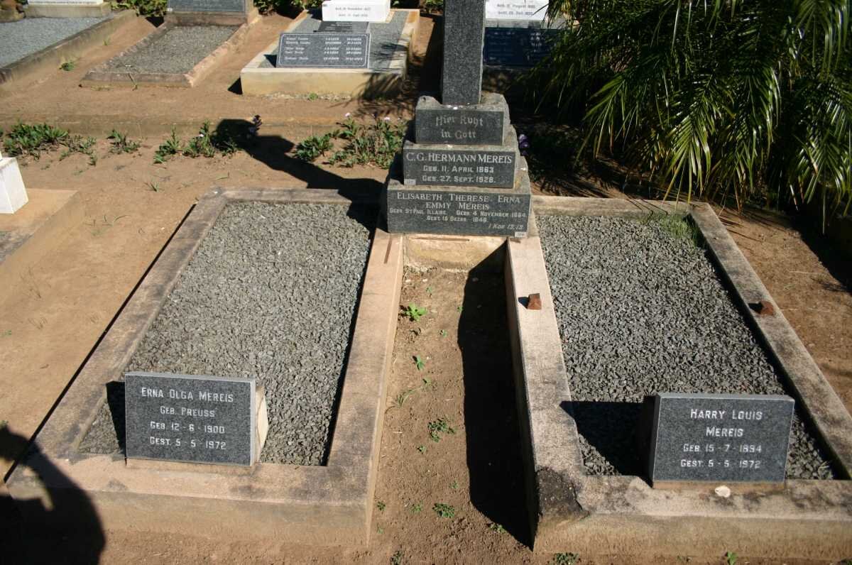 MEREIS C.G. Hermann 1863-1928 &amp; Elisabeth Therese Erna Emmy