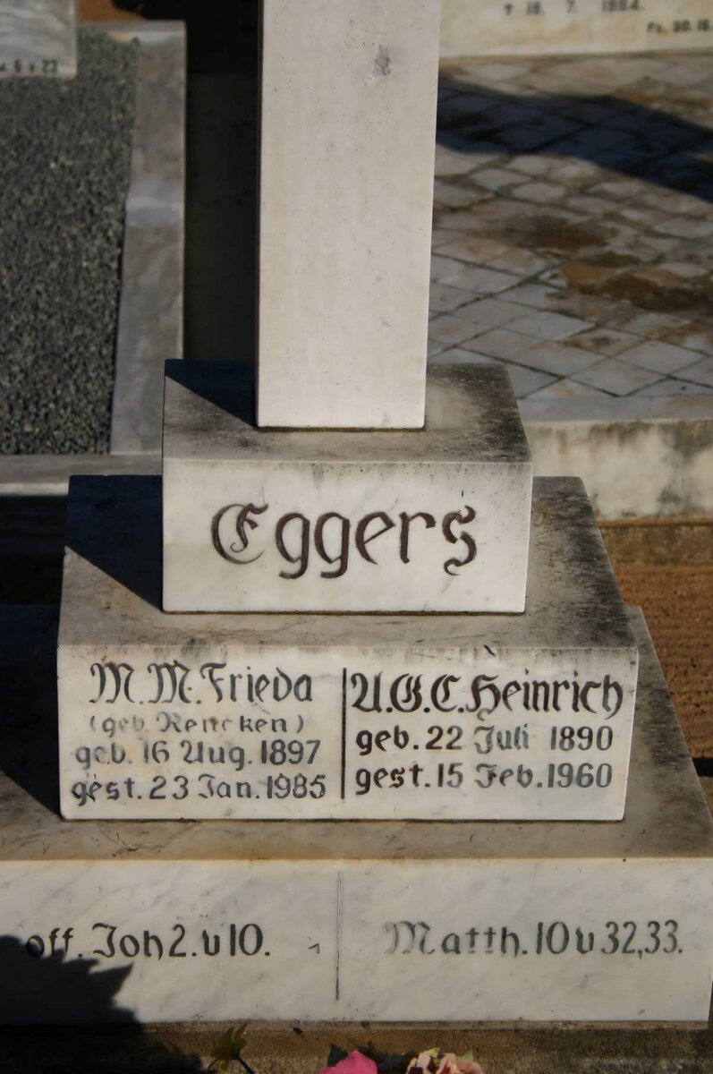 EGGERS A.G.C. Heinrich 1890-1960 &amp; M.M. Frieda RENCKEN 1897-1985