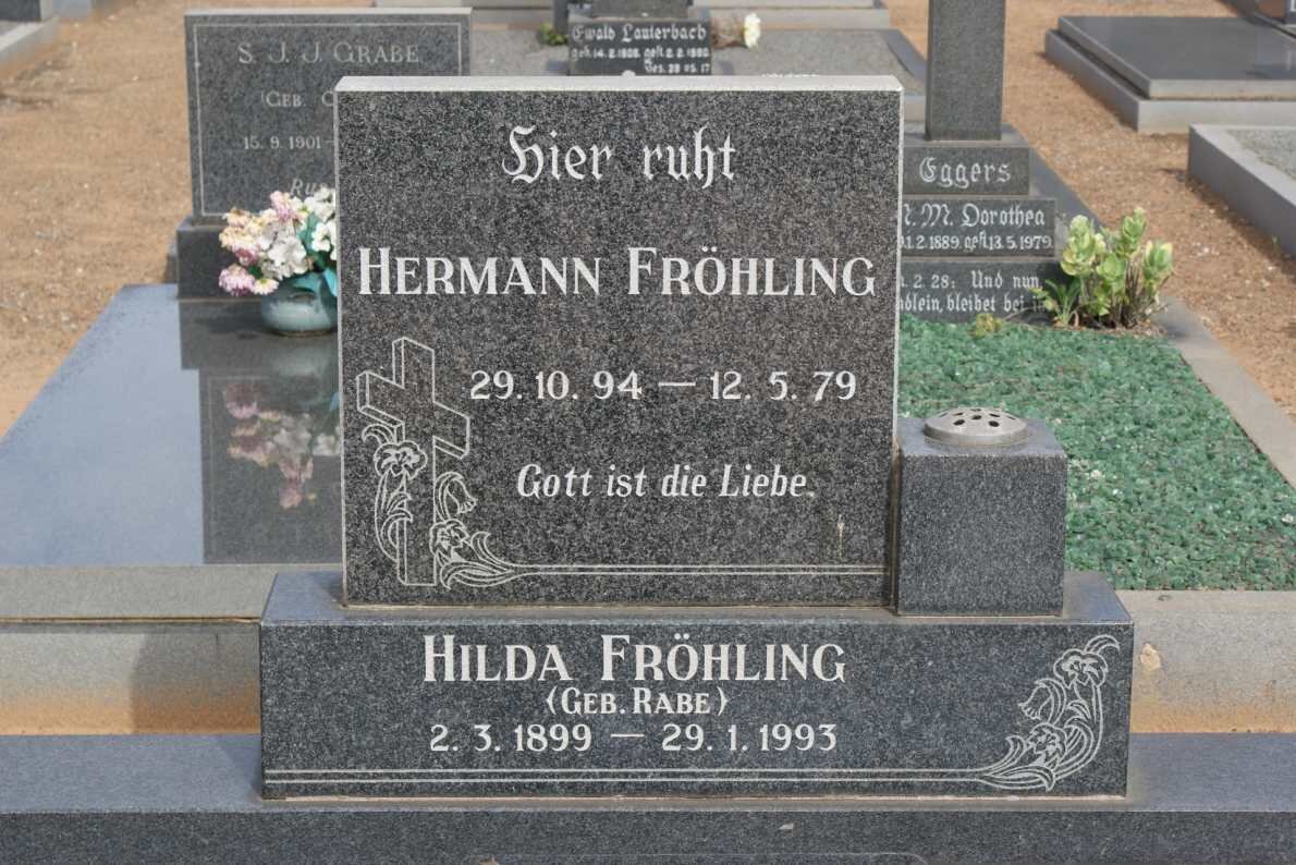 FROHLING Hermann 1894-1979 &amp; Hilda RABE 1899-1993