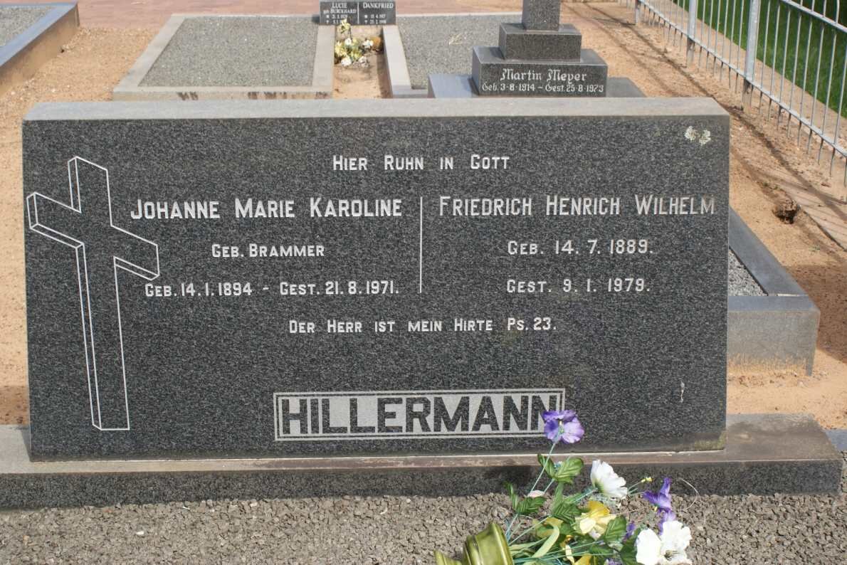 HILLERMANN Friedrich Henrich Wilhelm 1889-1979 &amp; Johanne Marie Karoline BRAMMER 1894-1971