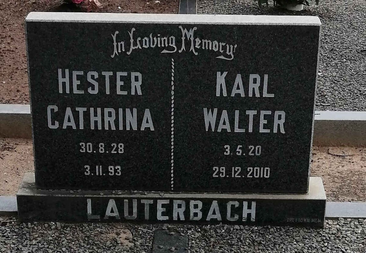 LAUTERBACH Karl Walter 1920-2010 &amp; Hester Cathrina 1928-1993