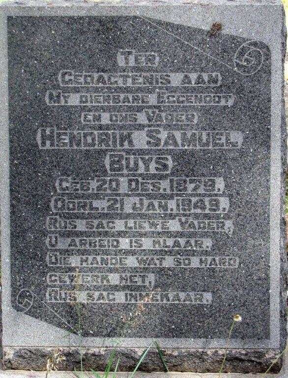 BUYS Hendrik Samuel 1879-1949
