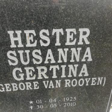 HATTINGH Hester Susanna Gertina nee VAN ROOYEN 1925-2010