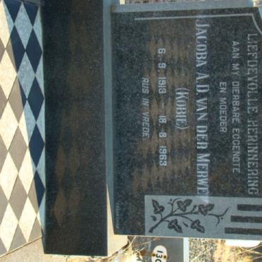 MERWE Jacoba A.D., van der 1913-1963