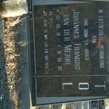 MERWE Johannes Francois, van der 1913-1988