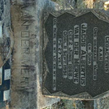 MERWE Jacob Albertus, van der 1868-1951