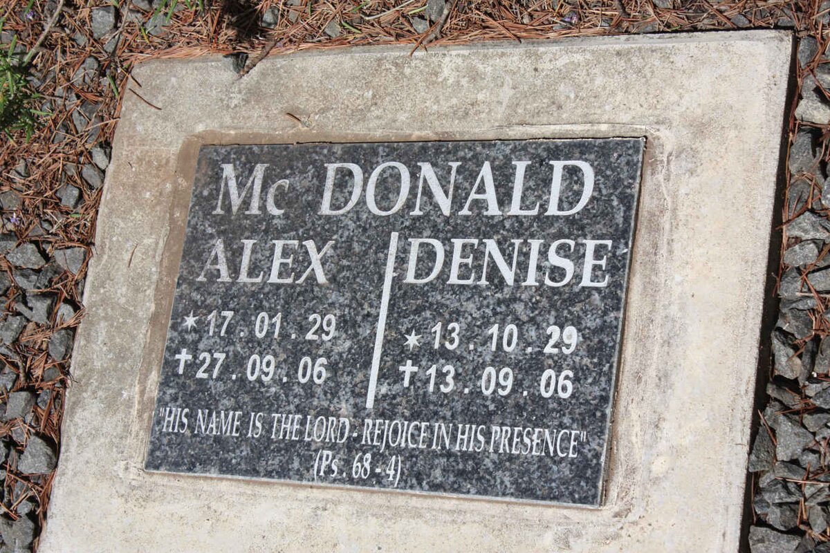 McDONALD Alex 1929-2006 &amp; Denis 1929-2006