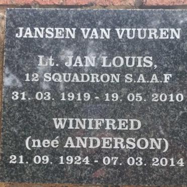VUUREN Jan Louis, Jansen van 1919-2010 &amp; Winifred ANDERSON 1924-2014