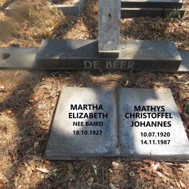 BEER Mathys Christoffel Johannes, de 1920-1987 & Martha Elizabeth BAIRD 1927-