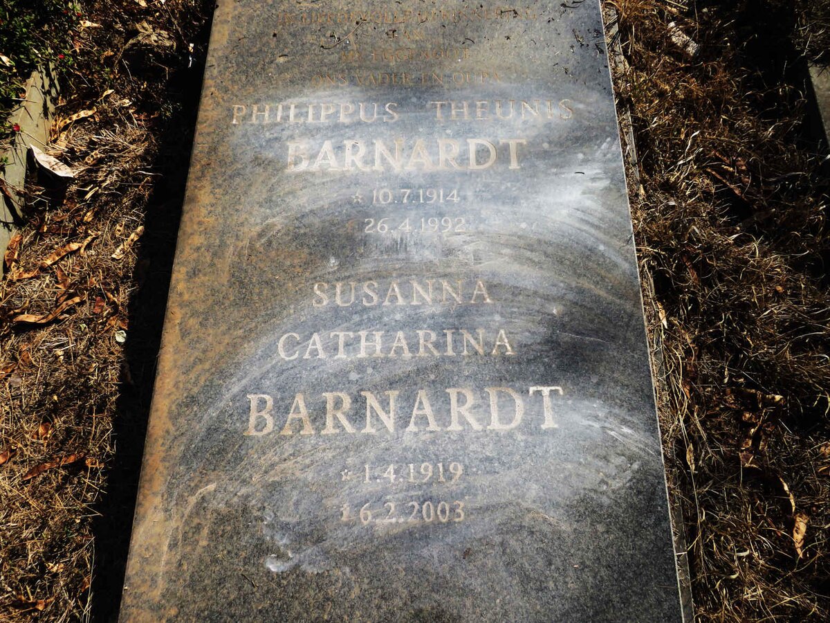 BARNARDT Philippus Theunis 1914-1992 & Susanna Catharina 1919-2003