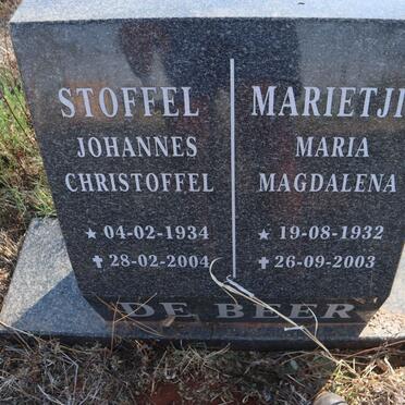 BEER Johannes Christoffel, de 1934-2004 & Maria Magdalena 1932-2003 