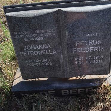 BEER Petrus Frederik, de 1938-2011 & Johanna Petronella 1946-2003