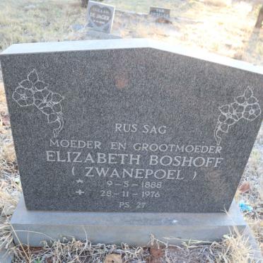 BOSHOFF Elizabeth nee ZWANEPOEL 1888-1976
