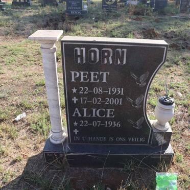 HORN Peet 1931-2001 & Alice 1936-