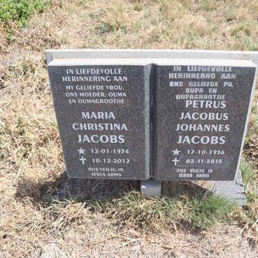 JACOBS Petrus Jacobus Johannes1956-2015 & Maria Christina 1934-2012