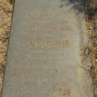 LINDEQUE Martha Maria Magdalena 1907-1987