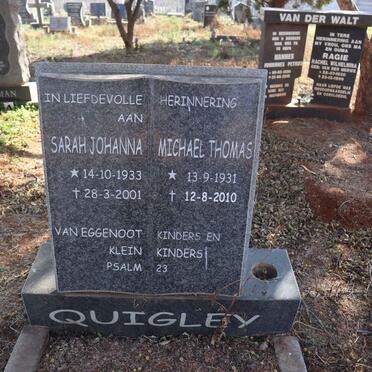 QUIGLEY Michael Thomas 1931-2010 & Sarah Johanna 1933-2001