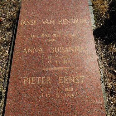 RENSBURG Pieter Ernst, Janse van 1909-1996 & Anna Susanna 1905-1989