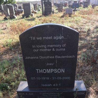 THOMPSON Johanna Dorothea nee RAUTENBACH 1918-2000