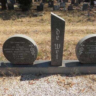 WET Hendrik Christoffel, de 1909-1987 & Anna Magdalena Elizabeth 1912-1994