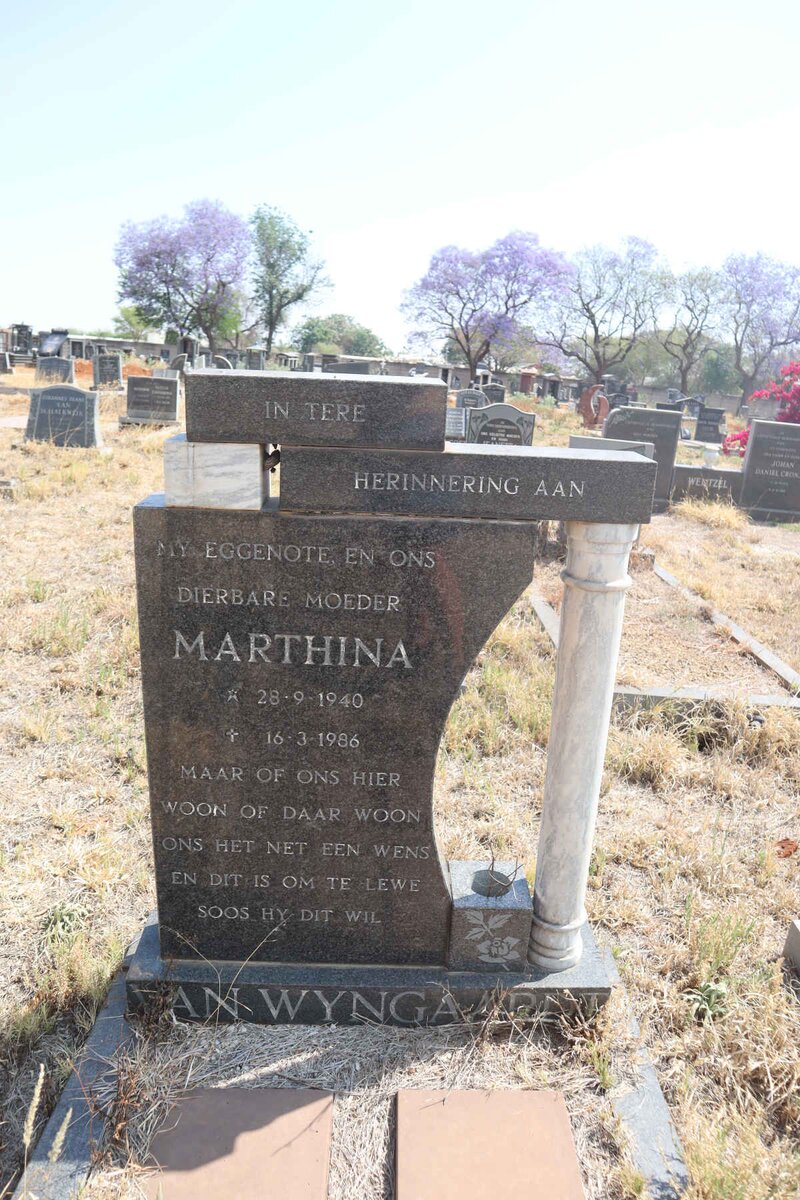 WYNGAARDT Marthina, van 1940-1986