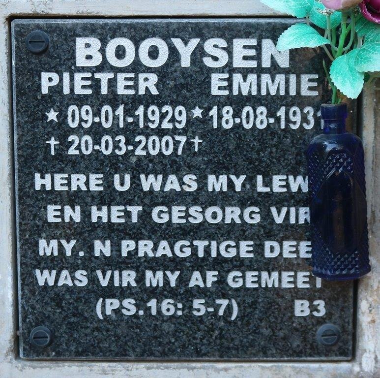 BOOYSEN Pieter 1929-2007 &amp; Emmie 1931-