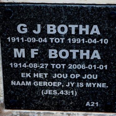 BOTHA G.J. 1911-1991 &amp; M.F. 1914-2006