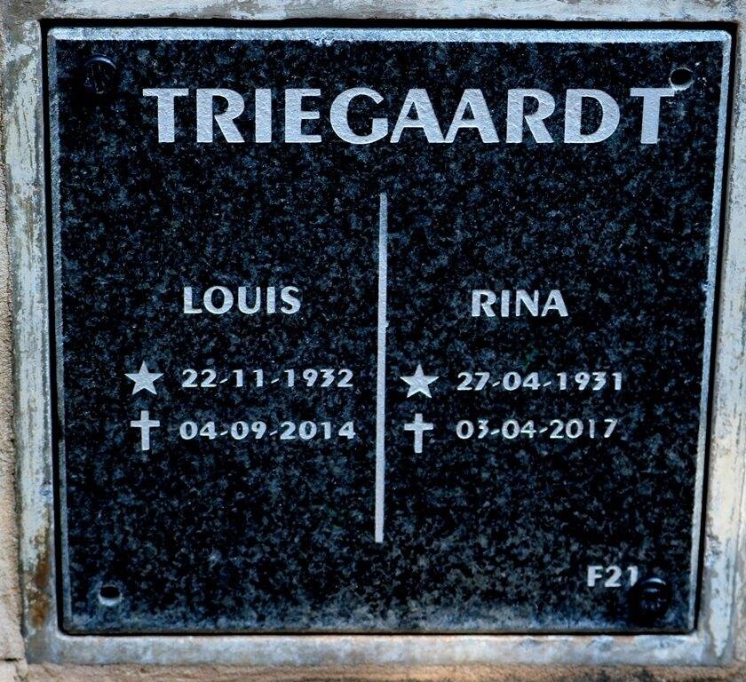 TRIEGAARDT Louis 1932-2014 &amp; Rina 1931-2017