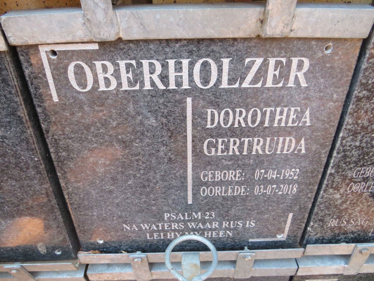 OBERHOLZER Dorothea Gertruida 1952-2018