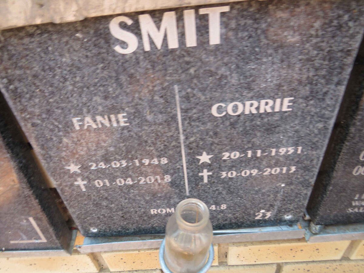 SMIT Fanie 1948-2018 &amp; Corrie 1951-2013