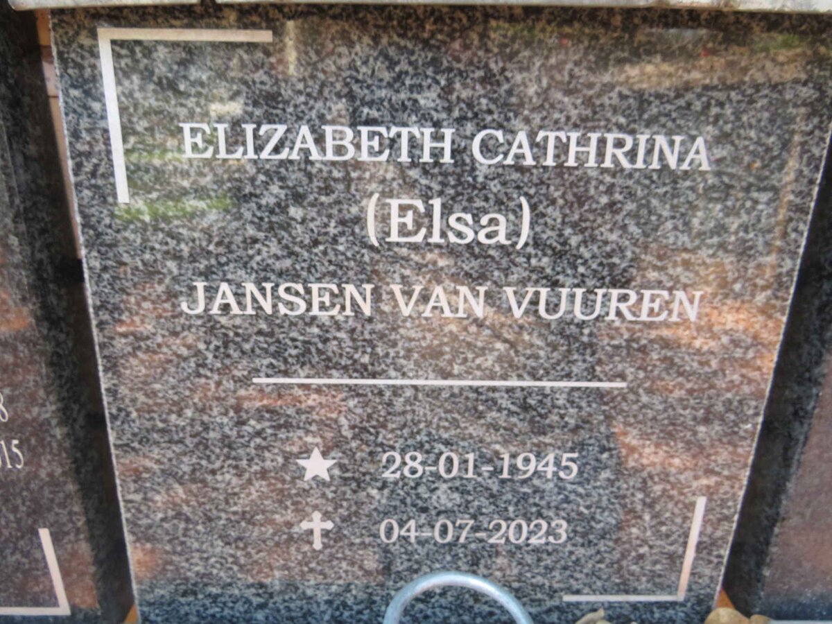 VUUREN Elizabeth Cathrina, Jansen van 1945-2023