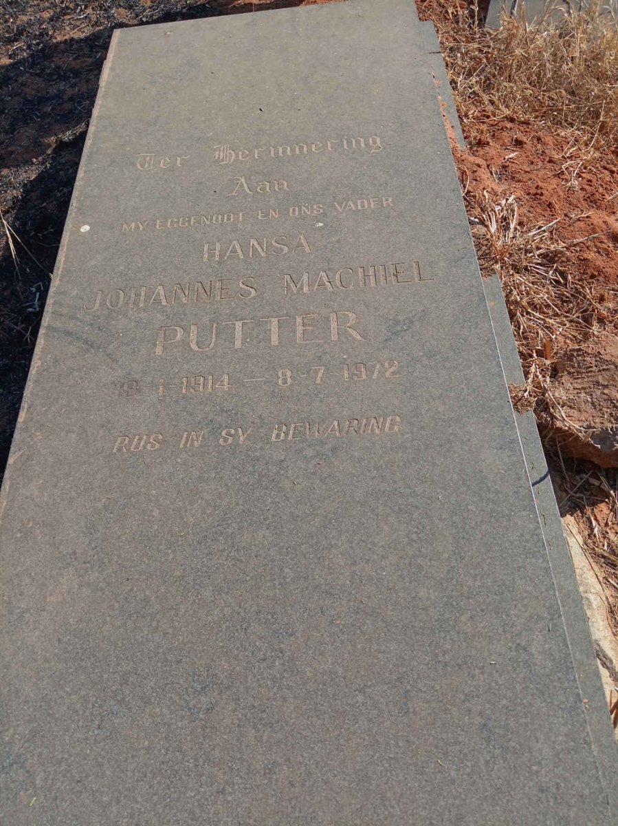 PUTTER Johannes Machiel 1914-1972