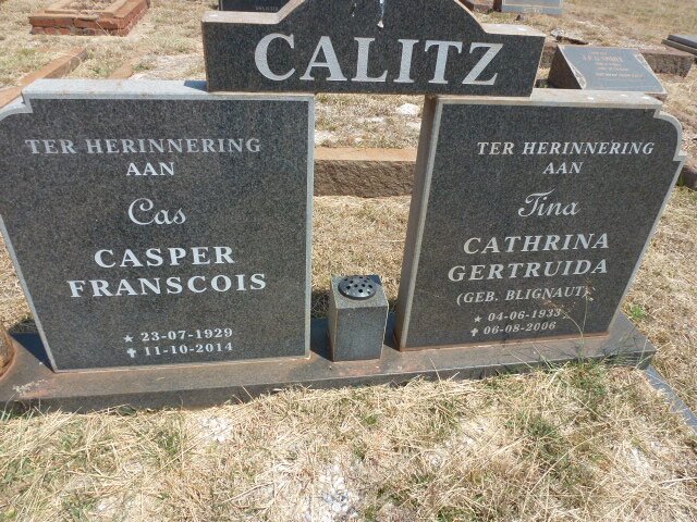 CALITZ Casper Franscois 1929-2014 &amp; Cathrina Gertruida BLIGNAUT 1933-2006
