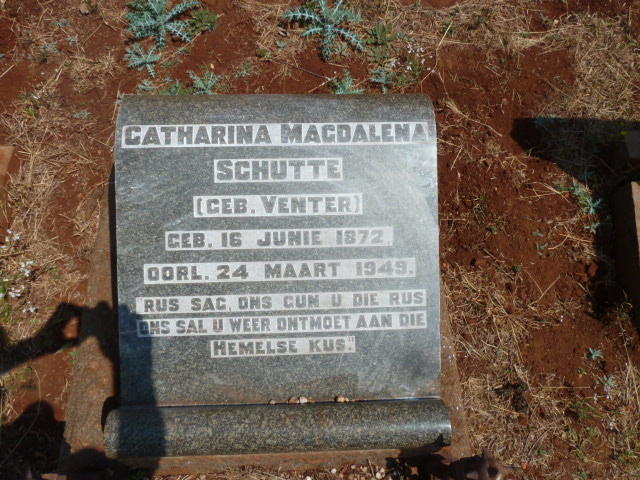 SCHUTTE Catharina Magdalena nee VENTER 1872-1949
