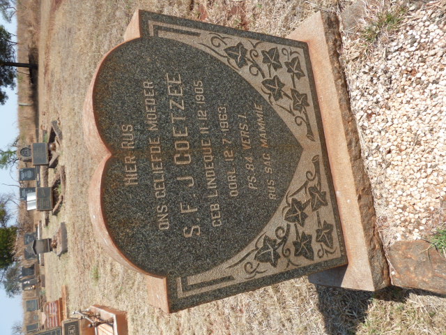 COETZEE S.F.J. nee LINDEQUE 1905-1963